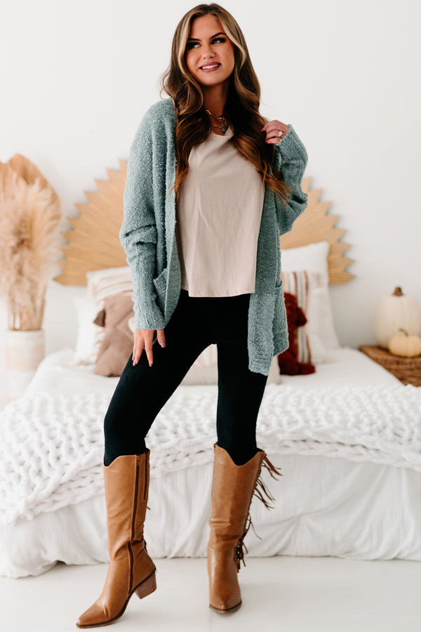 Lovely Reflection Closed Knit Cardigan (Sage) - NanaMacs