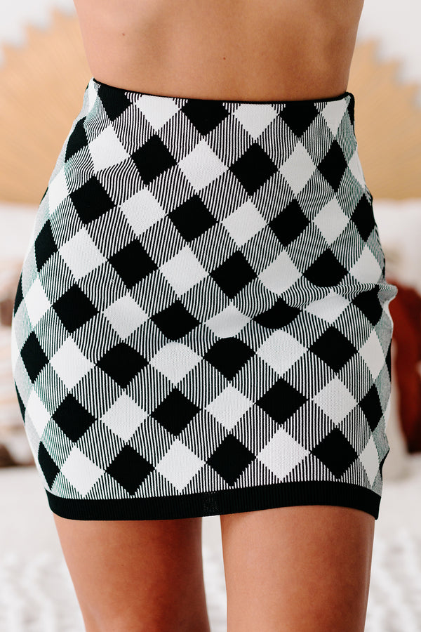 Extra Credit Plaid Crop Top & Skirt Set (Black) - NanaMacs