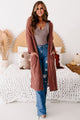 By Any Means Necessary Hooded Duster Cardigan (Red Bean) - NanaMacs
