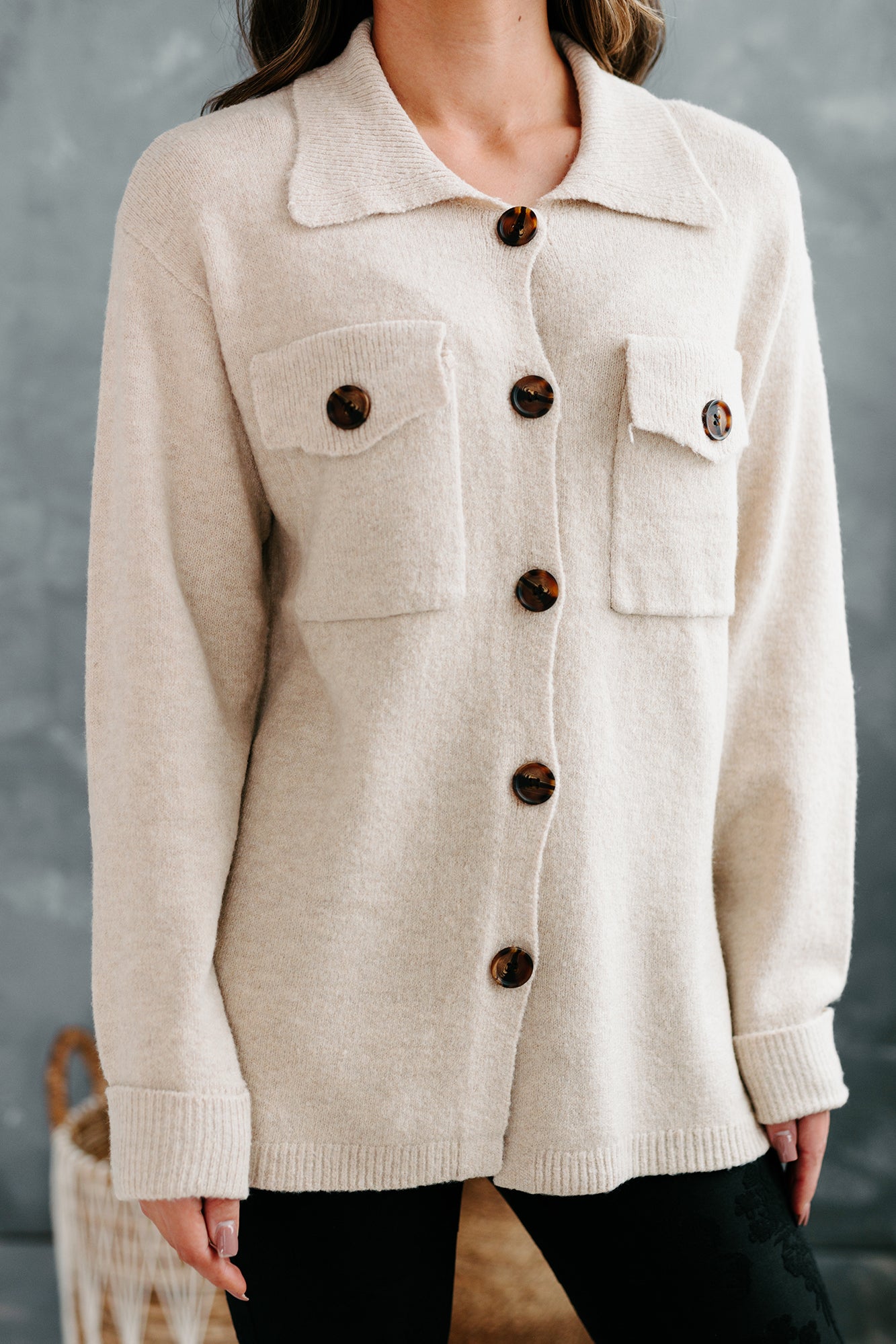 Simply Appealing Button-Down Sweater Cardigan (Oatmeal) - NanaMacs