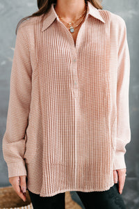 Good Intuition Pleated Front Oversized Tunic Top (Rust/Ivory) - NanaMacs