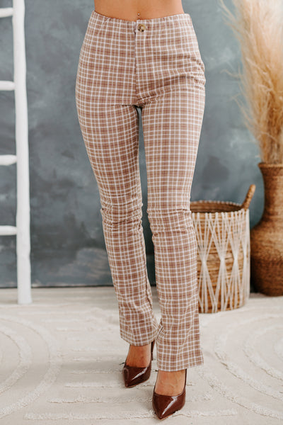 Famous Last Words Plaid Pants (Camel) - NanaMacs