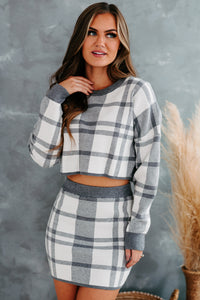 Plaid Perfection Plaid Two Piece Set (Grey/White) - NanaMacs