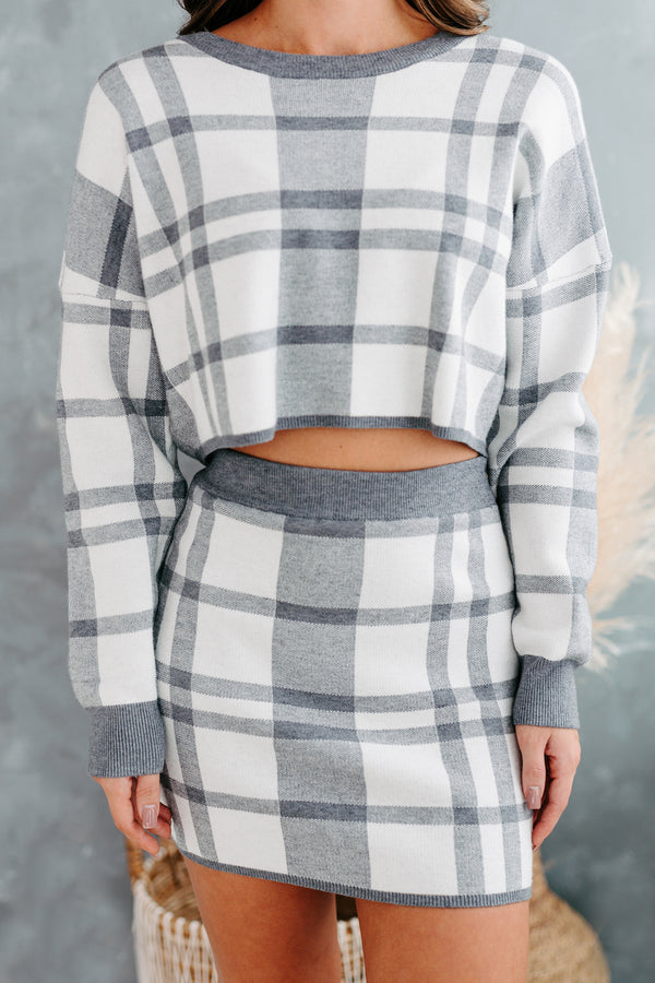 Plaid Perfection Plaid Two Piece Set (Grey/White) - NanaMacs