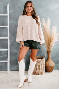 Fall Into Cozy Chunky Chenille Knit Sweater (Sand) - NanaMacs