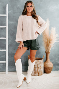 Fall Into Cozy Chunky Chenille Knit Sweater (Sand) - NanaMacs