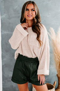 Fall Into Cozy Chunky Chenille Knit Sweater (Sand) - NanaMacs