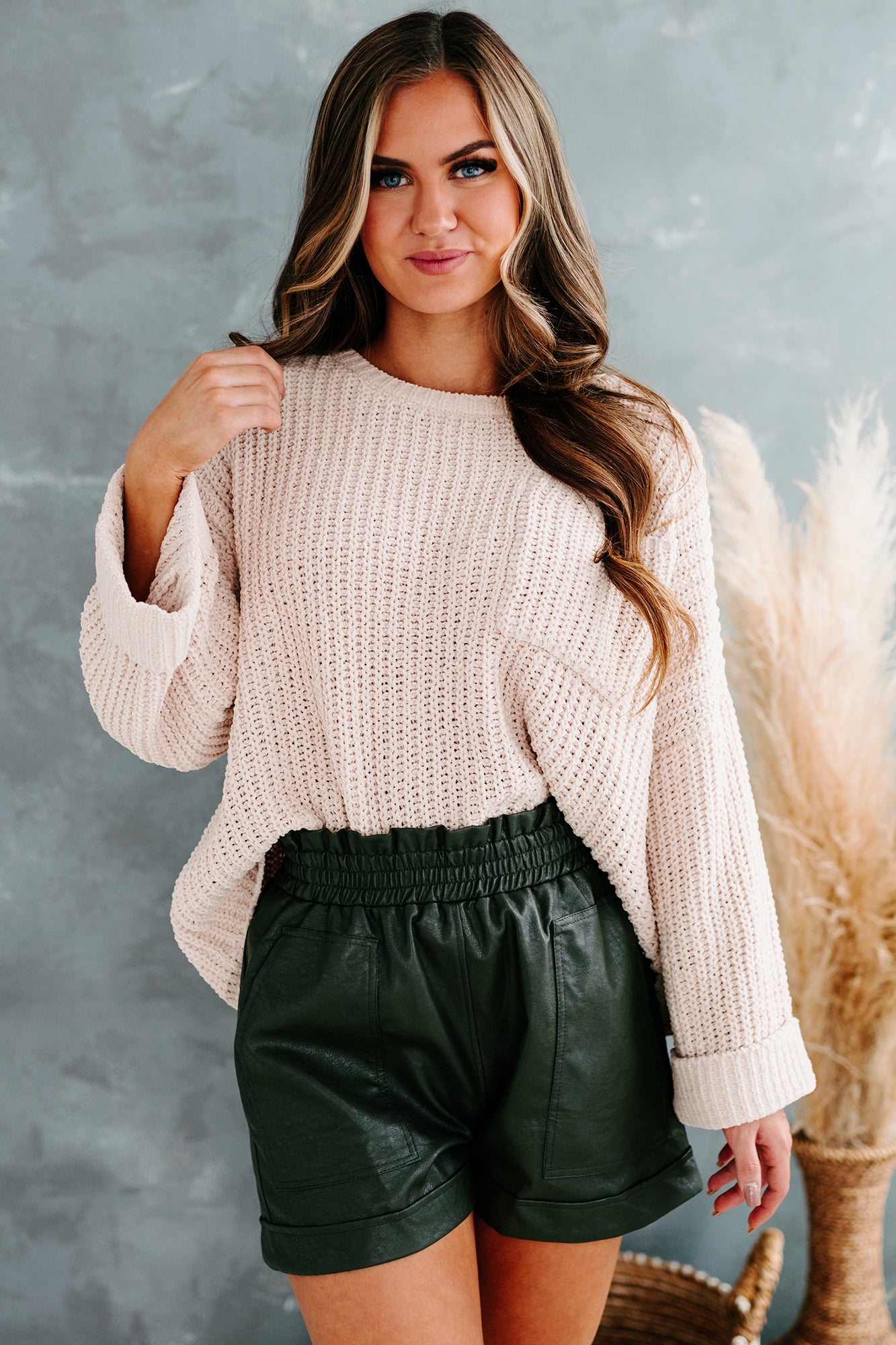 Fall Into Cozy Chunky Chenille Knit Sweater (Sand) - NanaMacs