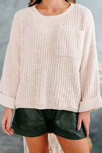 Fall Into Cozy Chunky Chenille Knit Sweater (Sand) - NanaMacs