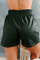 Sunset Avenue High Waisted Faux Leather Shorts (Olive) - NanaMacs