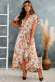 Yearn For More High-Low Floral Satin Dress (Blush Multi) - NanaMacs