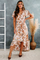 Yearn For More High-Low Floral Satin Dress (Blush Multi) - NanaMacs