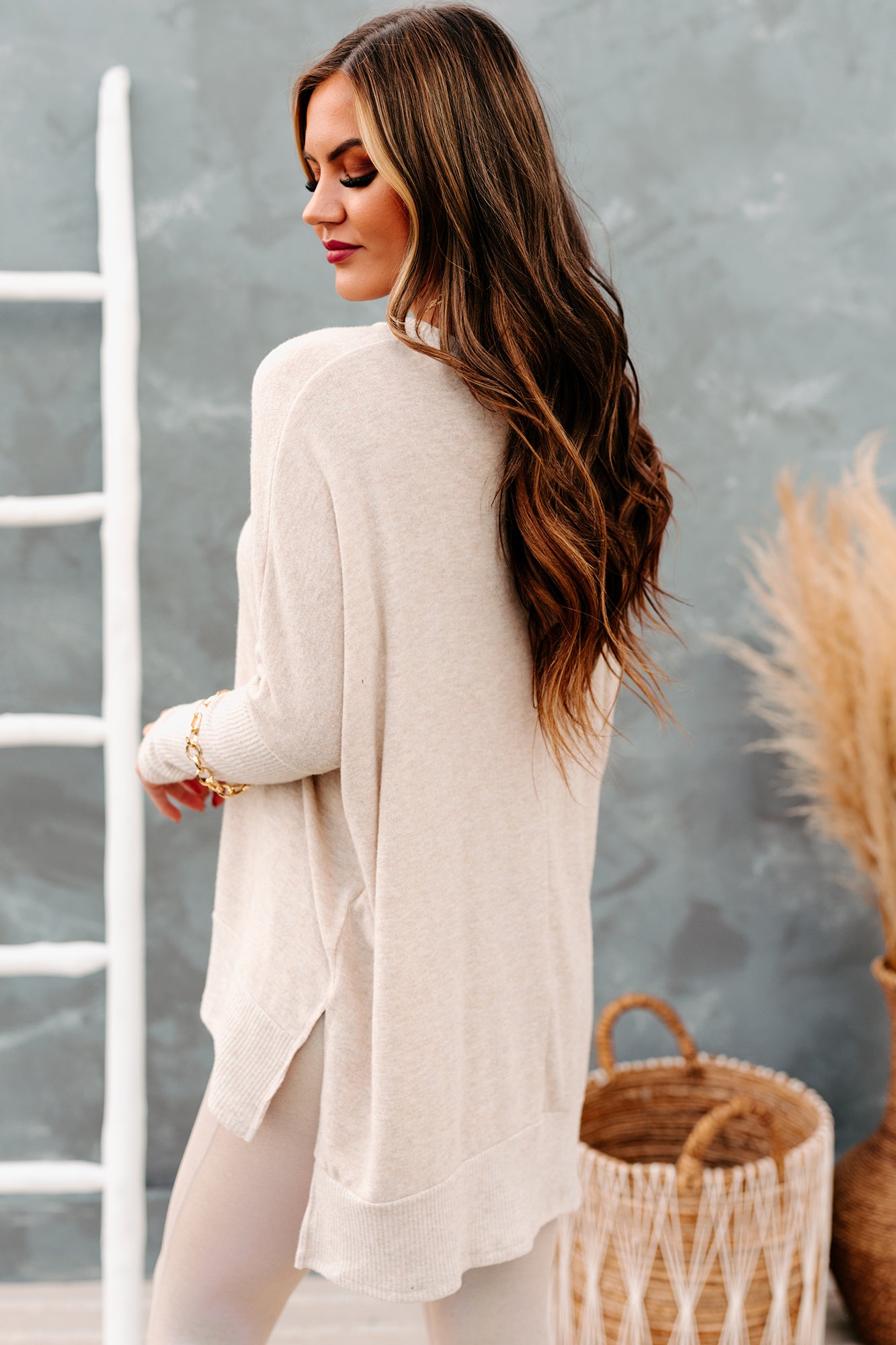 Soft Hearted Brushed Knit Boxy Tunic Top (Oatmeal) · NanaMacs