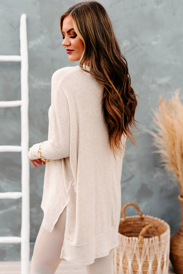 Soft Hearted Brushed Knit Boxy Tunic Top (Oatmeal) - NanaMacs