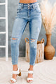 Verity Kancan High Rise Triple Button Distressed Skinny Jeans (Medium) - NanaMacs