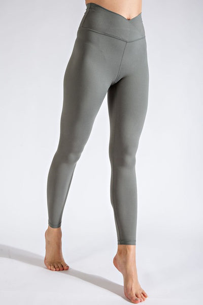 Beautifully Basic Buttery Soft Cross-Over Leggings (Grey Sage