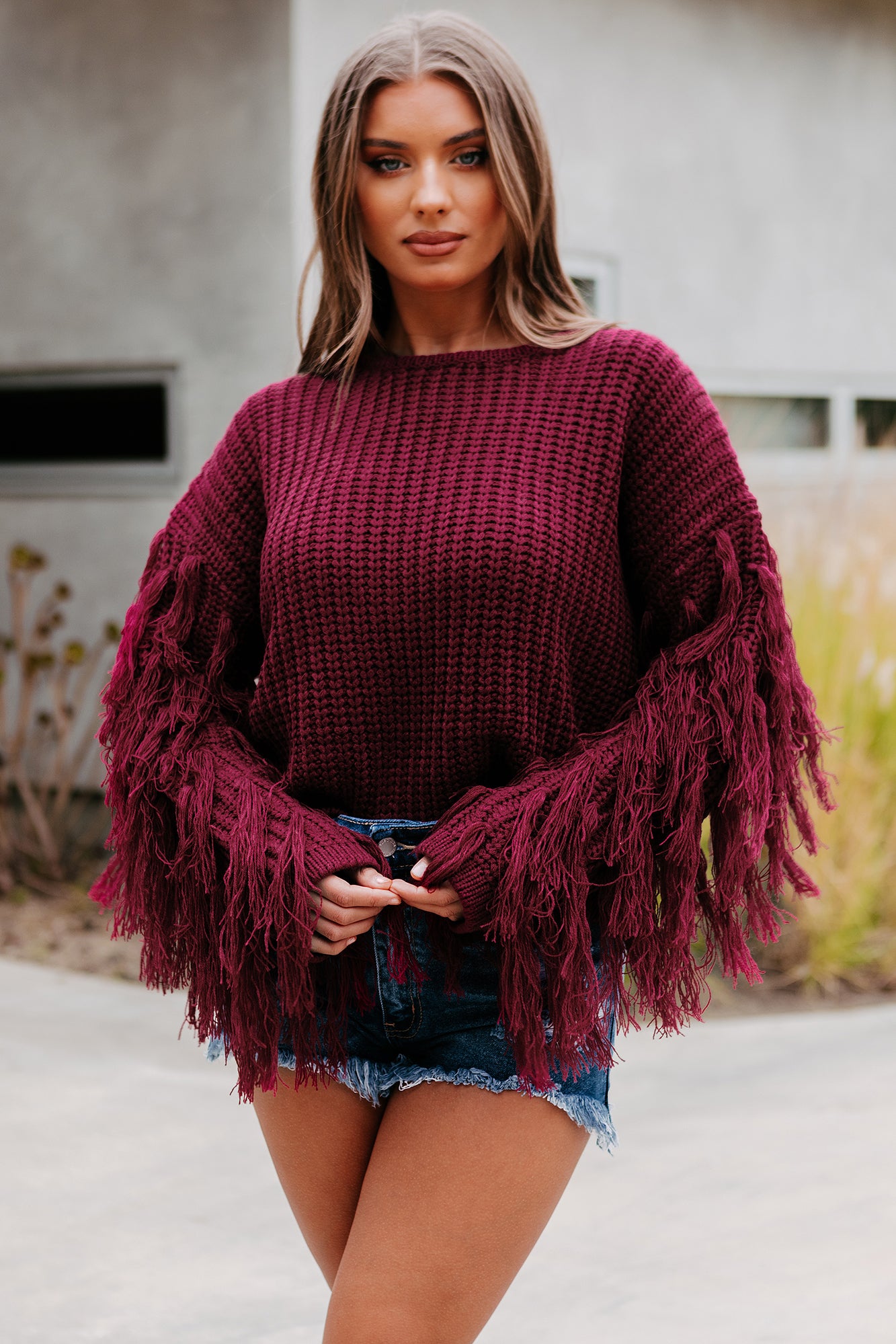 Fringe shop arm sweater