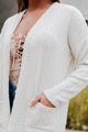 Simply Serene Open Front Textured Knit Cardigan (Ivory) - NanaMacs