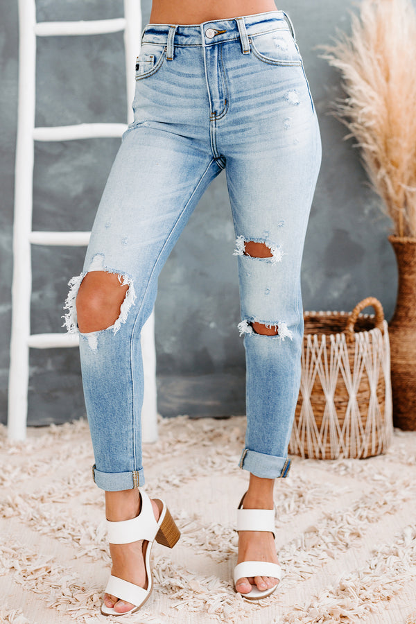 Conclusive Evidence Kancan High Rise Distressed Mom Jeans (Medium) - NanaMacs