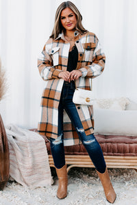 Beale Street Blues Long Plaid Shacket (Camel Combo) - NanaMacs