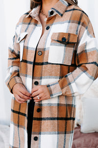 Beale Street Blues Long Plaid Shacket (Camel Combo) - NanaMacs