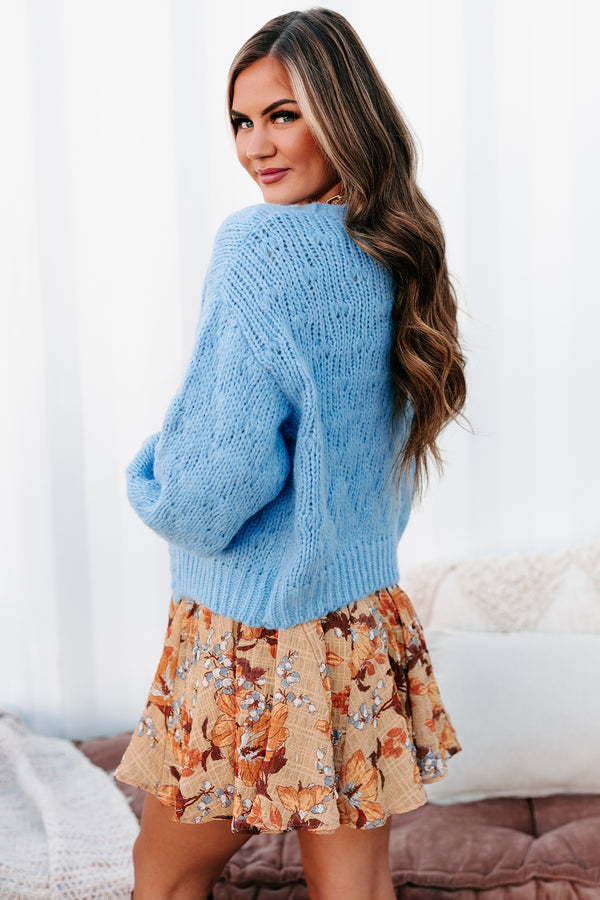 Cozy & Content Chunky Knit Cardigan (Blue) - NanaMacs