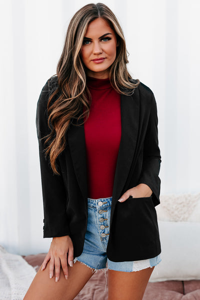 Monthly Projections Open Front Blazer (Black) - NanaMacs