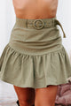 Destined For Date Night Long Sleeve Crop Top & Mini Skirt Set (Olive) - NanaMacs