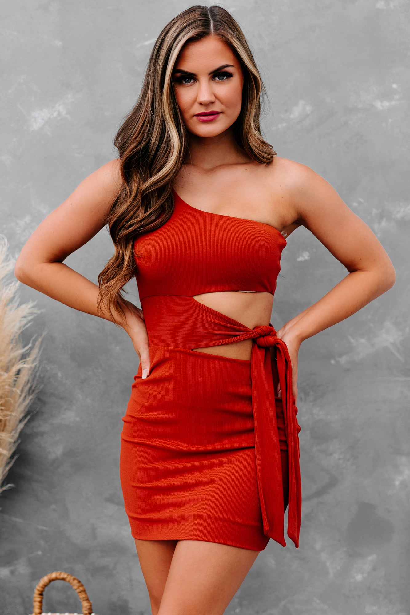 Bombshell Behavior One Shoulder Cut-Out Bodycon (Amber) - NanaMacs