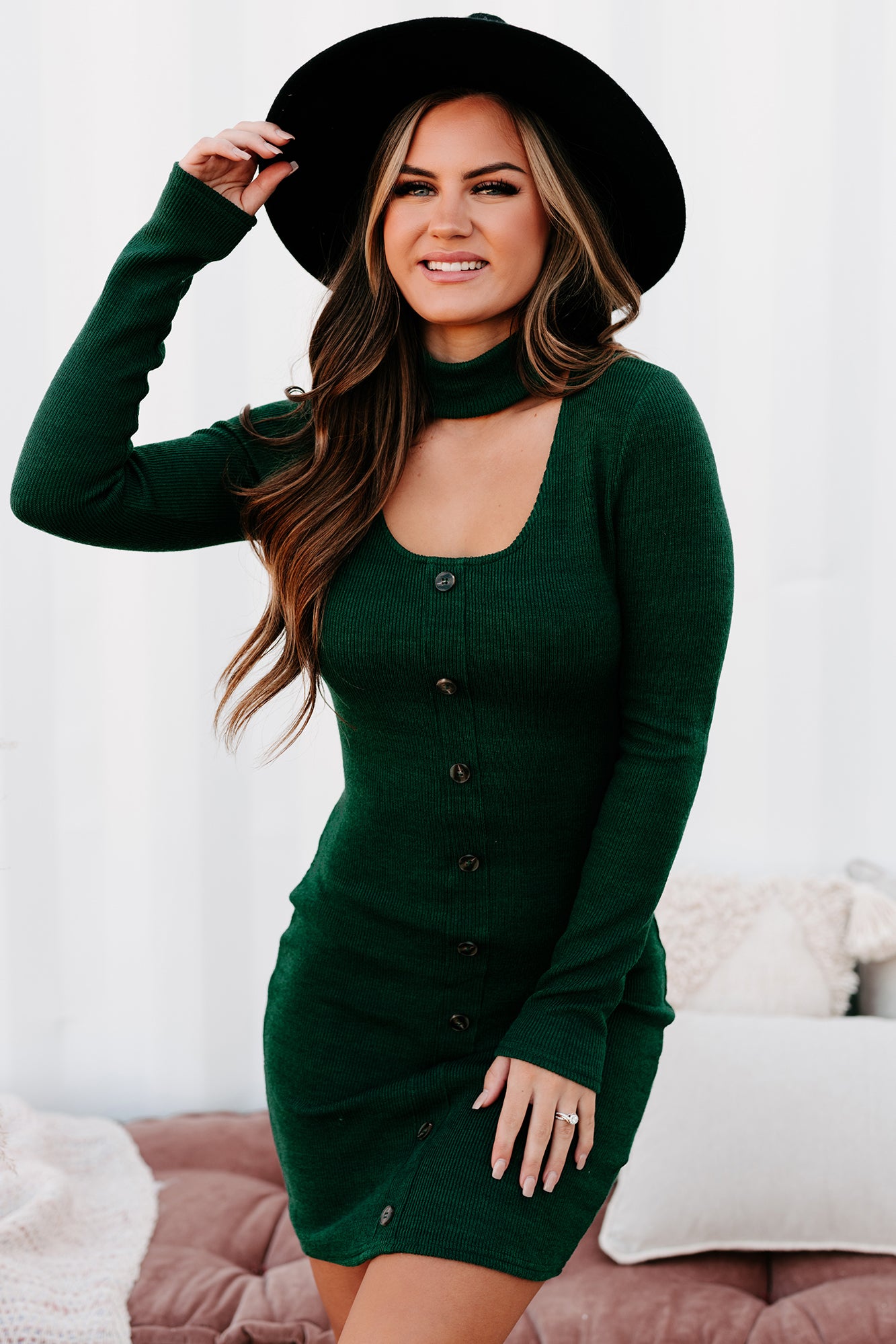 Hunter green shop long sleeve dress