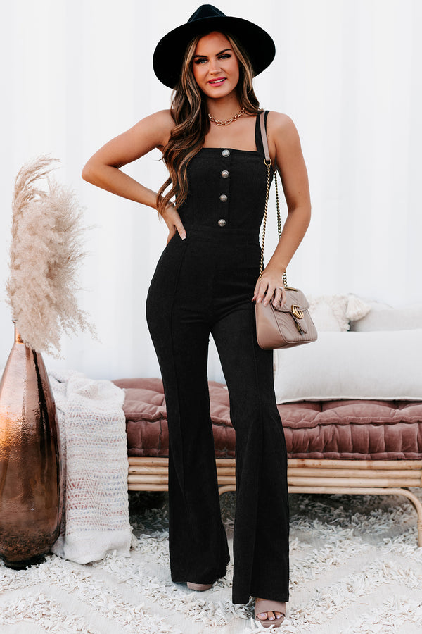 Reaching New Heights Corduroy Jumpsuit (Black) - NanaMacs