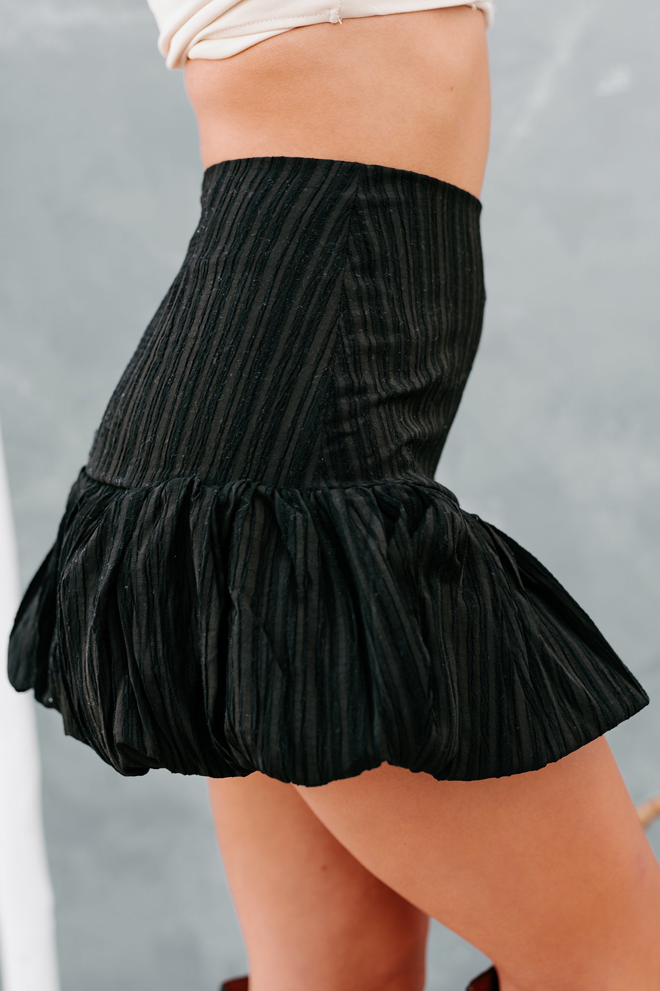Romeo Bubble Hem Mini Skirt (Black) - NanaMacs