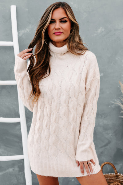 Always Understood Turtle Neck Tunic Sweater (Cream) - NanaMacs