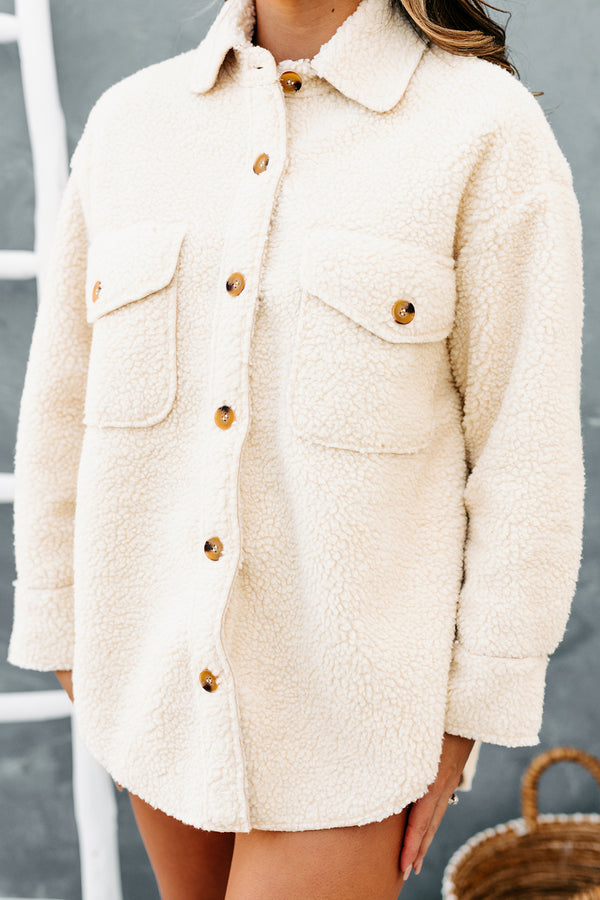 All Sheeps And Sizes Oversized Sherpa Jacket (Cream) - NanaMacs