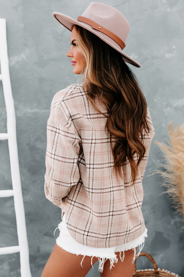 Blue Collar Beauty Oversized Plaid Shacket (Taupe Plaid) - NanaMacs