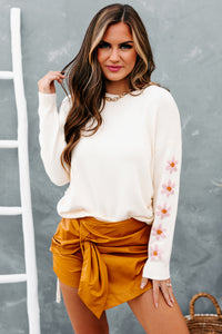 Appreciating Beauty Floral Sleeved Sweater (Ivory) - NanaMacs