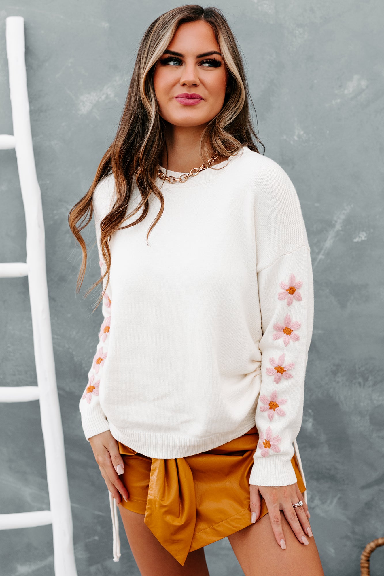 Appreciating Beauty Floral Sleeved Sweater (Ivory) - NanaMacs