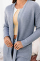 Planning Ahead Open Front Knitted Cardigan (Heather Grey) - NanaMacs