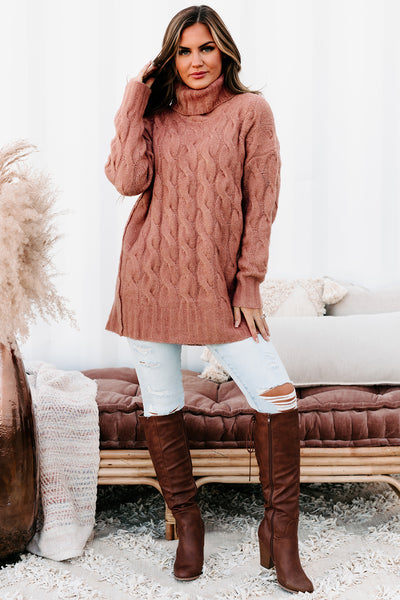 Always Understood Turtle Neck Sweater Tunic (Rosewood) - NanaMacs