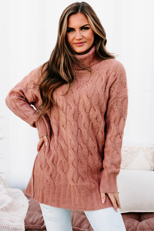 Always Understood Turtle Neck Sweater Tunic (Rosewood) - NanaMacs