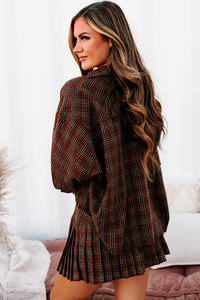 Crushing Hearts Plaid Button-Down Top (Burnt Rust) - NanaMacs