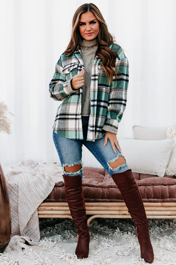 Cider Falls Oversized Plaid Shacket (Green) - NanaMacs
