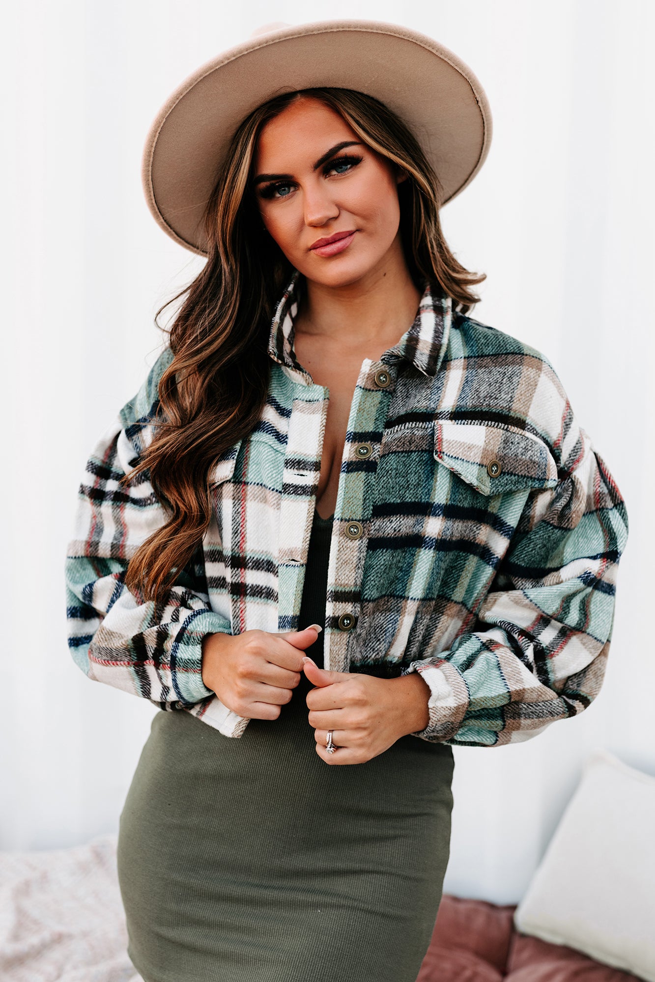 Cropped 2025 plaid jacket