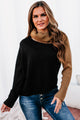 Autumn Is Calling Color Block Turtle Neck Sweater (Black/Mocha) - NanaMacs