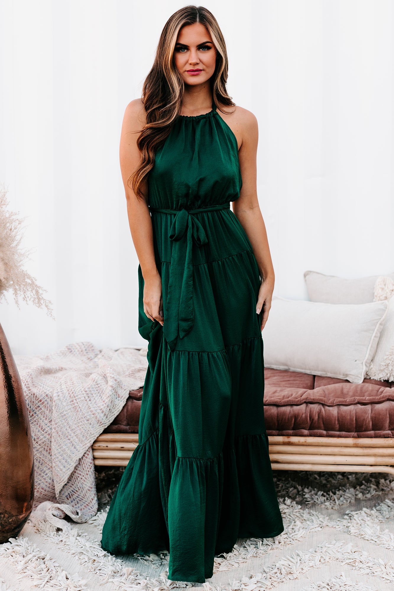 Tell Me You Love Me Tiered Maxi Dress (Forrest Green) - NanaMacs