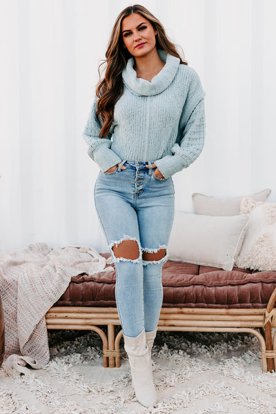 Moray Chenille Cowl Neck Sweater (Sea Foam) - NanaMacs