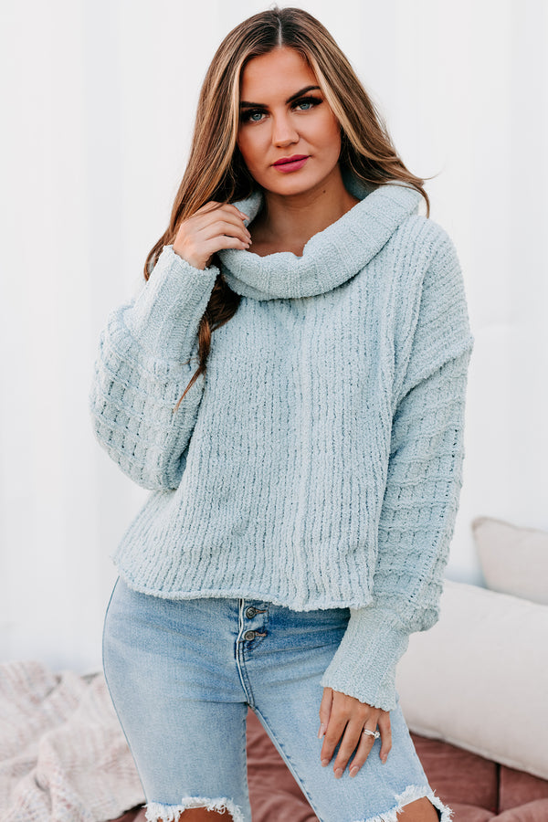 Moray Chenille Cowl Neck Sweater (Sea Foam) - NanaMacs