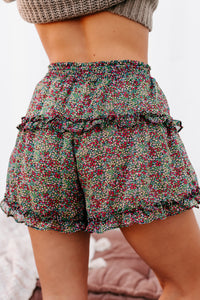 Esme Ditsy Floral Ruffled Shorts (Black Multi) - NanaMacs