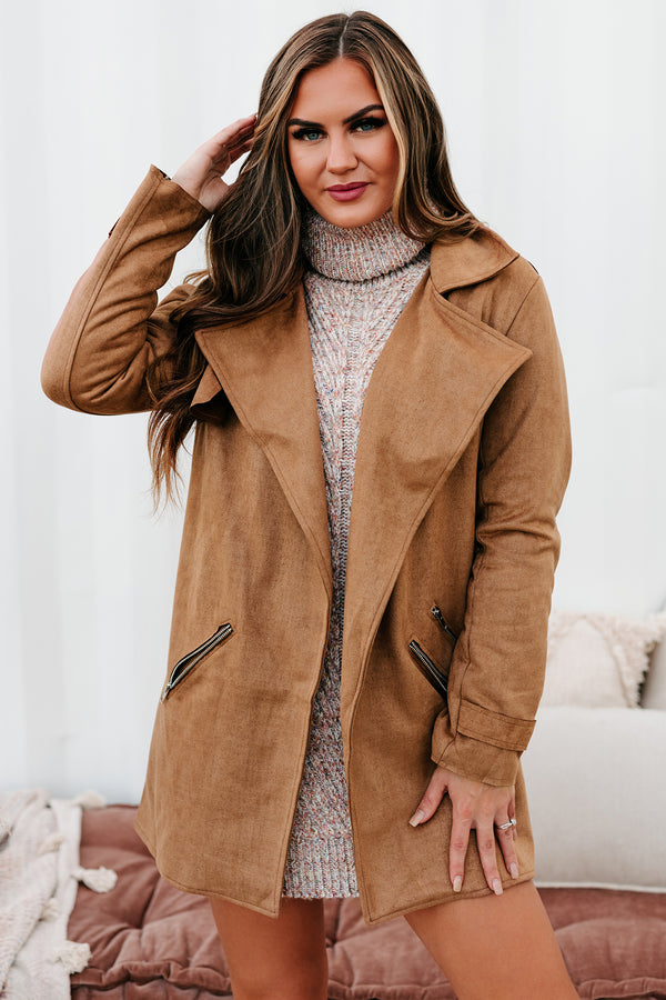 In The Trenches Faux Suede Coat (Camel) - NanaMacs