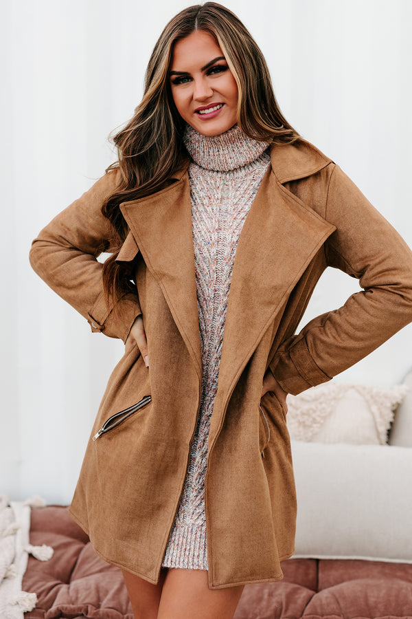 In The Trenches Faux Suede Coat (Camel) - NanaMacs